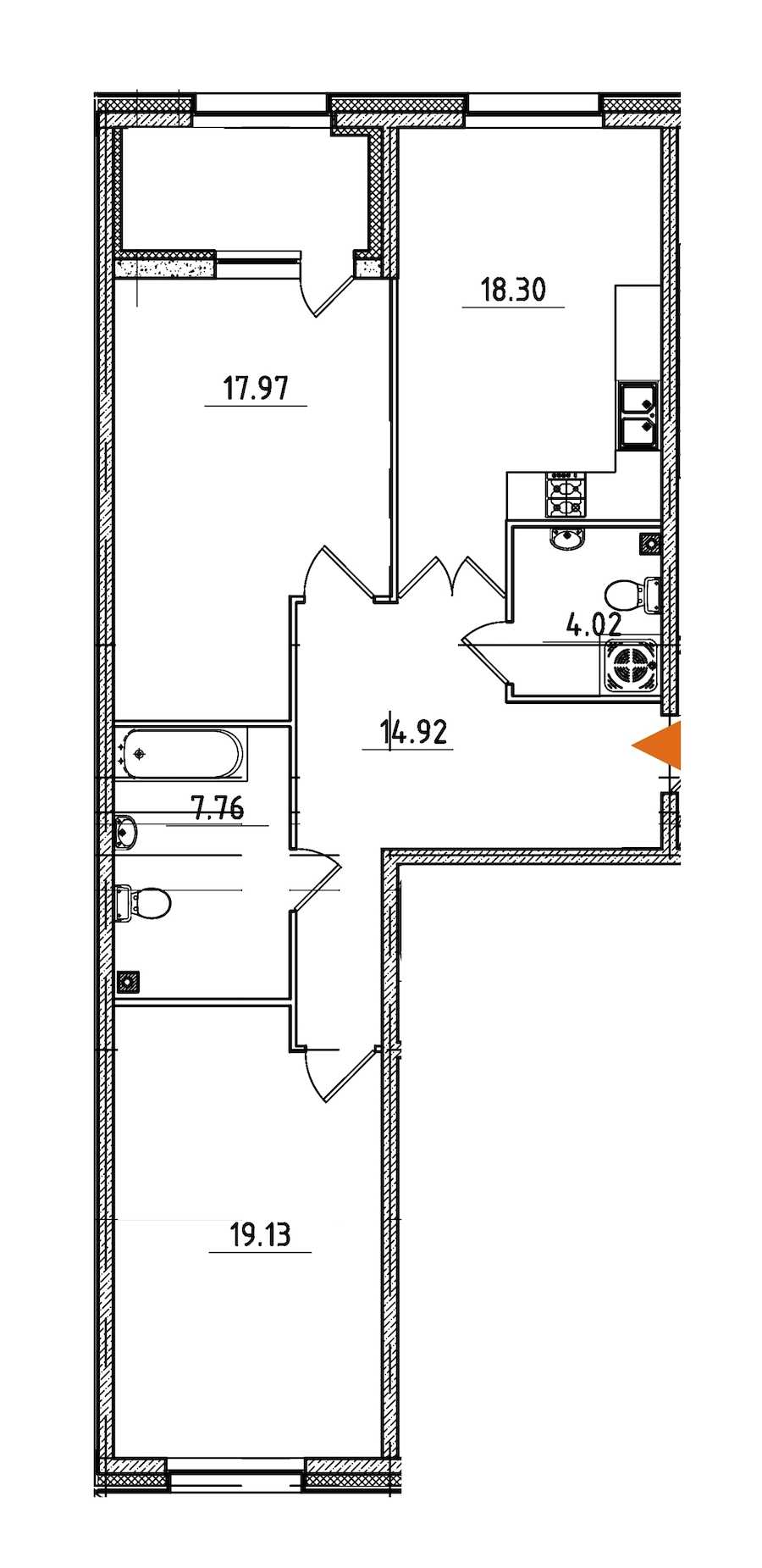 Двухкомнатная квартира в : площадь 84.58 м2 , этаж: 2 – купить в Санкт-Петербурге